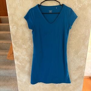 Toad&Co Teal Short Sleeve V-Neck Dress